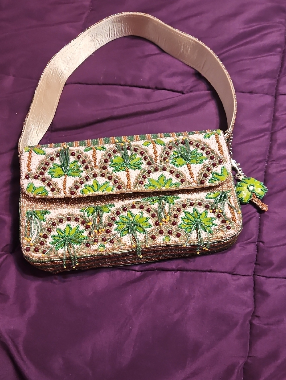 NWOT Beaded Palm Tree Bag
